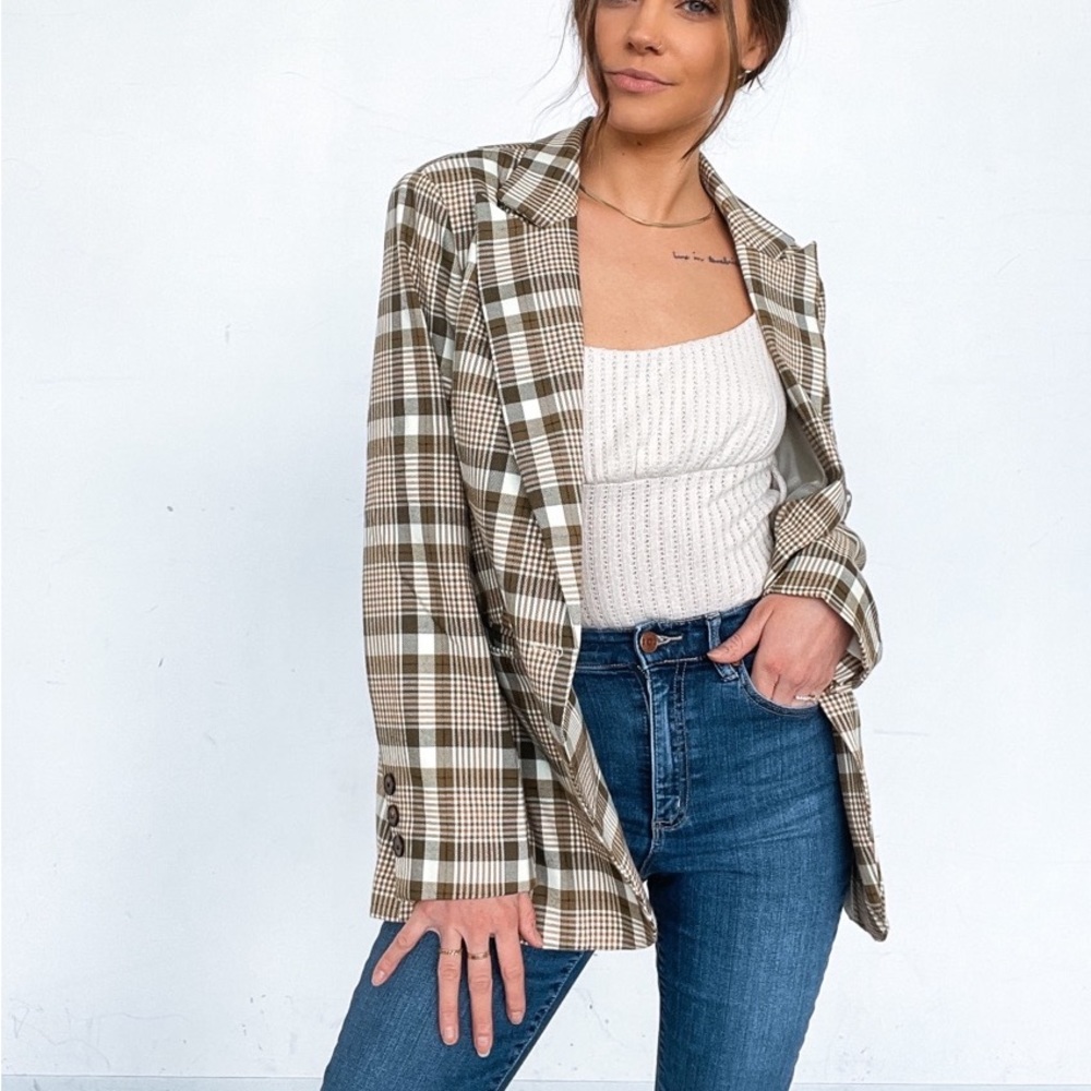 Plaid Print Blazer